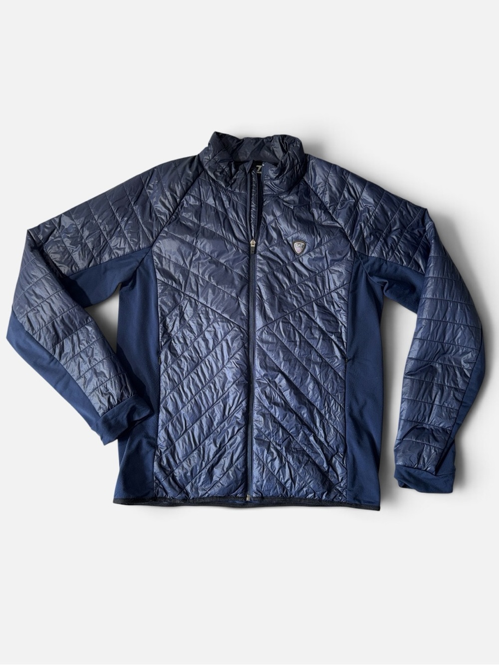 Emporio Armani mens 2XL XXL blue full zip puffer performance jacket EUC
